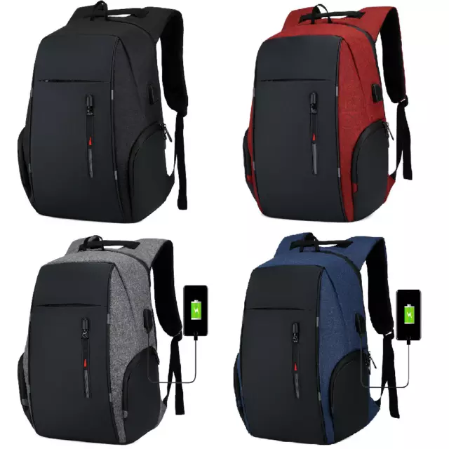 Men Women 15.6" Laptop Backpack USB Waterproof Large Rucksack Travel School Bag