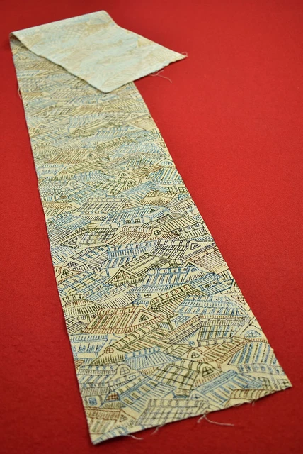 Vintage Japanese Kimono Fabric Wool Antique Boro Kusakizome Dyed 37.4"/LD86/45
