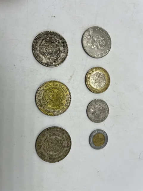 Old Mexican Coin Lot - 7 coins including some silver