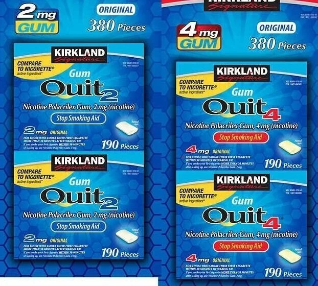 KIRKLAND SIGNATURE QUIT 2mg / 4mg Quit Smoking Gum Nicotine Polacrilex