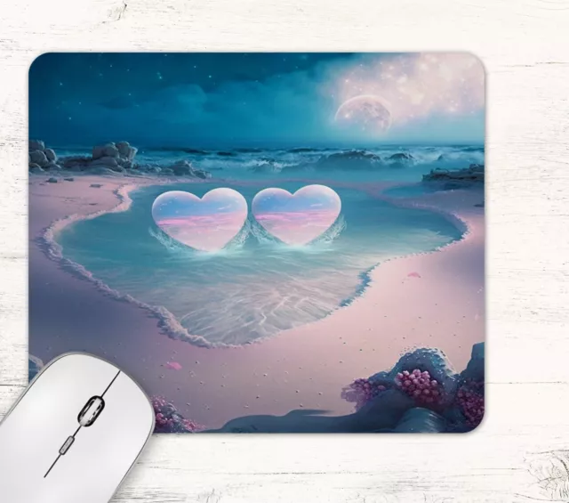 Beach Lagoon Surrealist Design Neoprene Mouse Pad Mat Rectangle