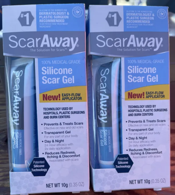 2 ScarAway Silicone Scar Gel 10g/0.35oz Scar Away Transparent Gel OCT