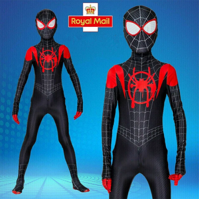 MILES MORALES SPIDERMAN Costume Kids Boy Men Into the SpiderVerse