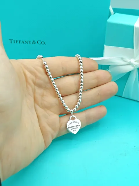 Return To Tiffany &Co Sterling Silver Heart Tag Necklace Genuine Retail £550+tax