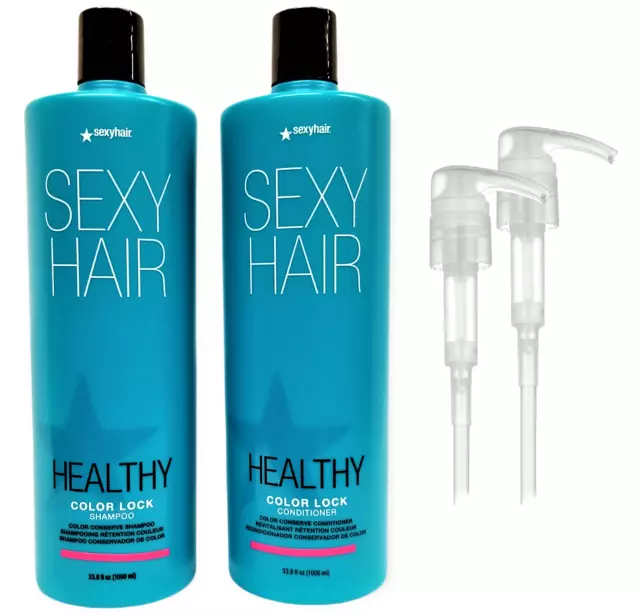 SEXYHAIR HEALTHY COLOR LOCK Shampoo/Conditioner 33.8oz Liter DUO + FREE PUMPS