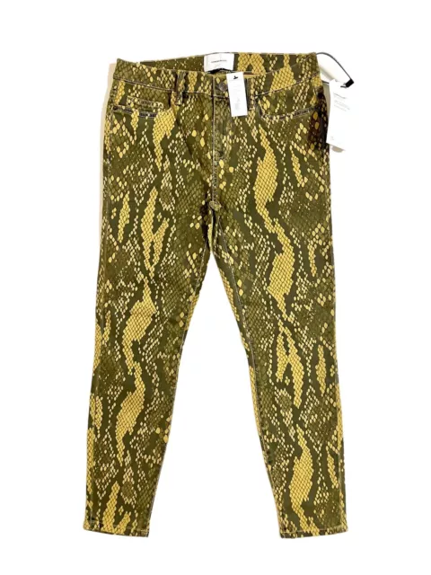 Current Elliott Stiletto Snake Print Jeans Burmese Python Green Sz 28 NWT VM16