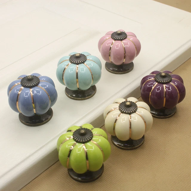 Ceramic Pumpkin Drawer Dresser Cabinet Knob Cupboard Handle Pull 2.5cm Screw 1pc
