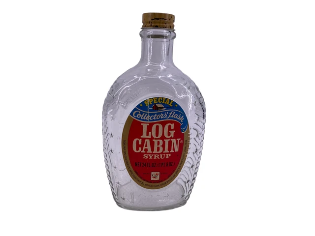 Log Cabin Special Collector's Bicentennial Flask Glass Syrup Bottle w/ Cap