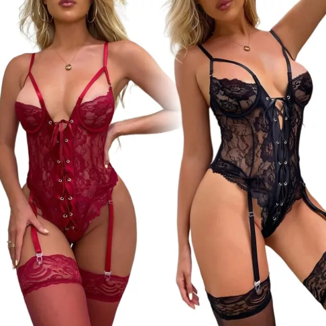 ☆☆☆Damen Damen Spitze Dessous Babydoll Bodysuit Unterwäsche Trikot C8