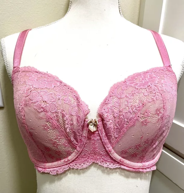 Victorias Secret Dream Angels Pink Sherbet Lace Lined Demi Underwire Bra 34DD