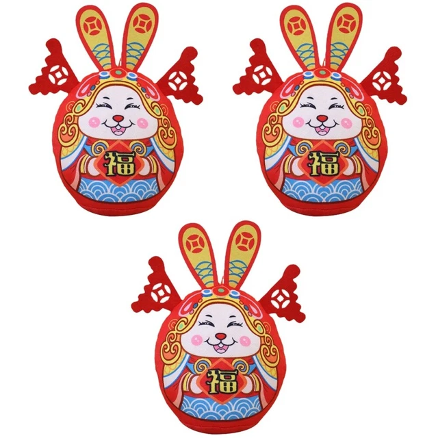 3 Pieces Peluche Année Du Lapin De Bébé Voitures Jouets Pour Animaux