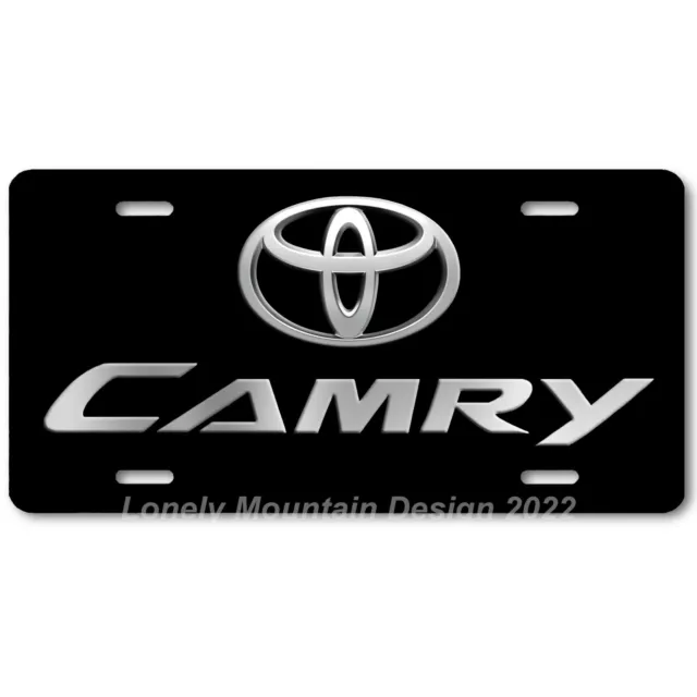 Toyota Camry Inspired Art Gray on Black FLAT Aluminum Novelty License Tag Plate