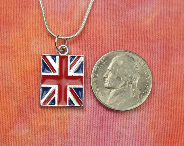 British Flag Necklace, United Kingdom England Union Jack Enamel Charm Pendant 2