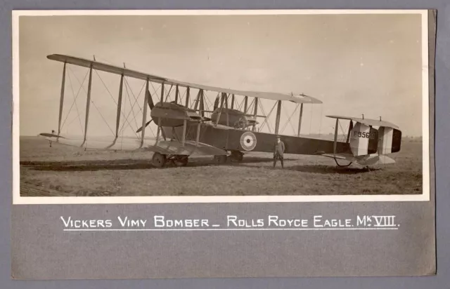Vickers Vimy Bomber Rolls Royce Eagle Engines Vintage Photo Raf Royal Air Force