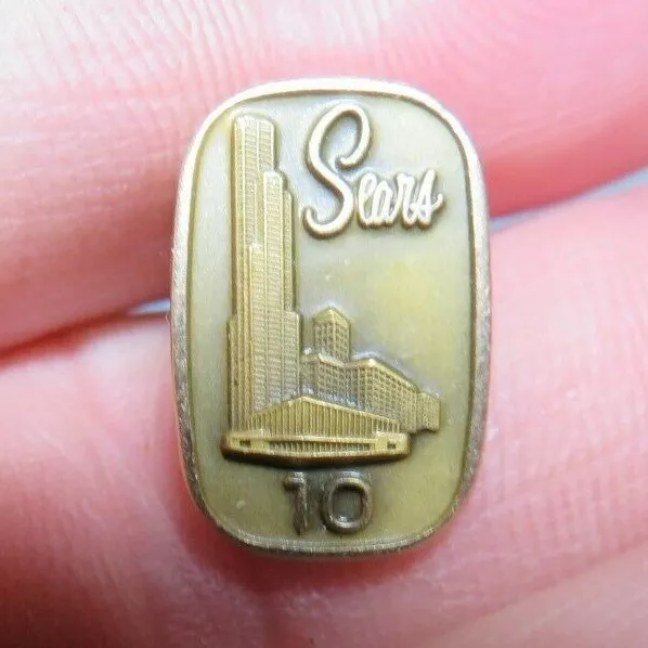 Vintage SEARS 10 Year Service Award Gold Filled Lapel Pin Tie Tack 1/10 10K