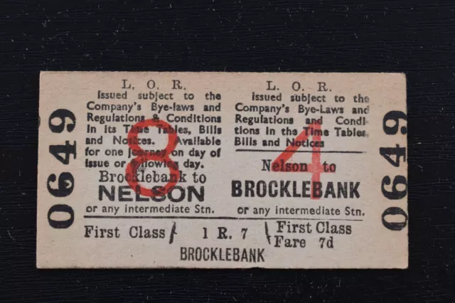 Liverpool Overhead Railway Ticket LOR NELSON to BROCKLEBANK No 0649