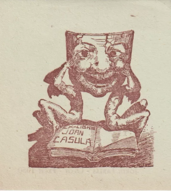 ex-libris Joan Casula par Jordi Farjas - Orlot  fecit 1950