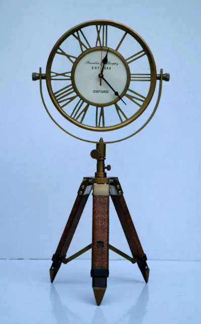 Nautisch Antik Messing Vintage Uhr Tisch Dreibeinstativ Heim & Büro Deko