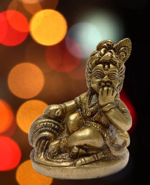Auspicious Diwali 2" Brass Ornate Laddu Gopal Bal Lord Krishna Statue Hindu God