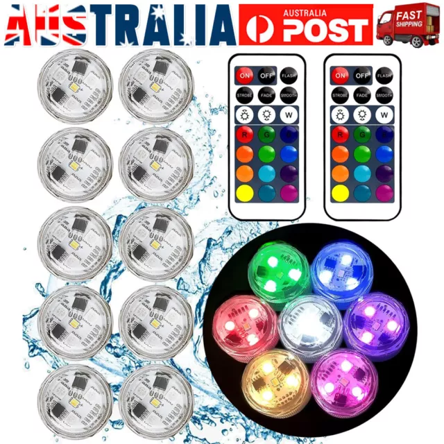 10/20PCS LED Submersible Lights Underwater Aquarium Tea Light Pool Pond +Remote