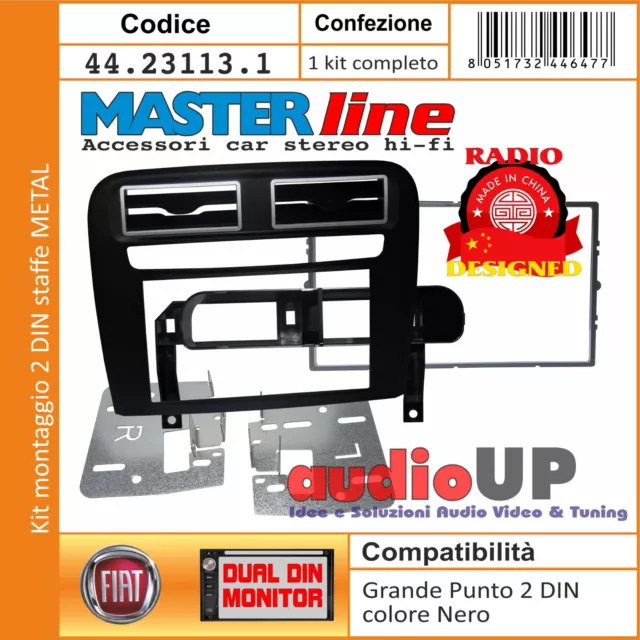 Mascherina Radio 2 Din Fiat Grande Punto Kit Per Radio Euro E Cinese. Nero.