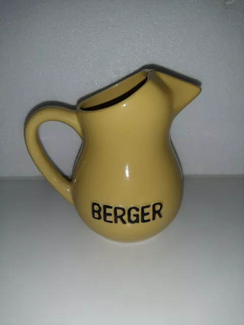 Pichet publicitaire en céramique jaune marqué "Berger" 2