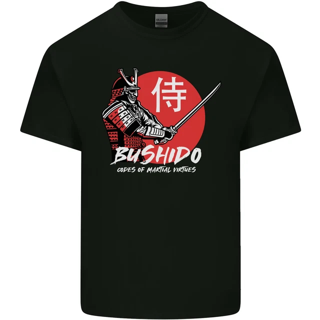 T-shirt top Bushido Samurai Warrior Sword Ronin MMA da uomo cotone