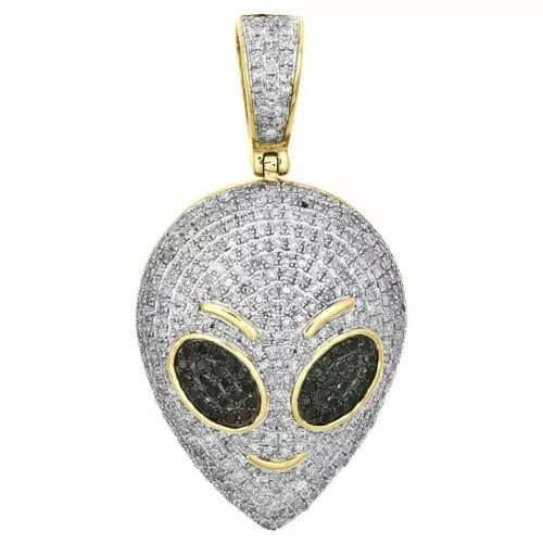 2.3Ct Moissanite Alien Head Pendant With Chain 14K Yellow Gold Plated 925 Silver