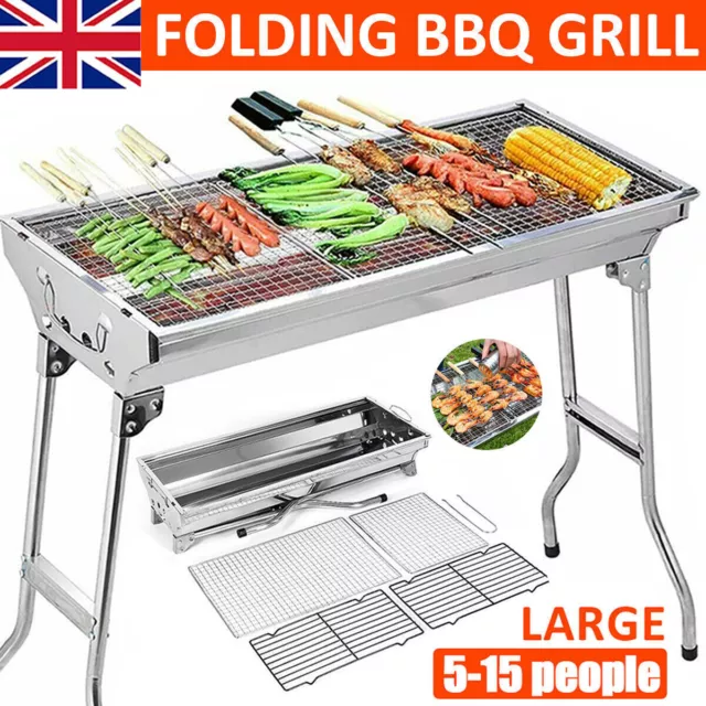 Folding BBQ Barbecue Stainless Steel Charcoal Grill Outdoor Patio Garden Picinic