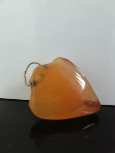 Antique Victorian  Lovely Carved Natural Agate Heart Pendant