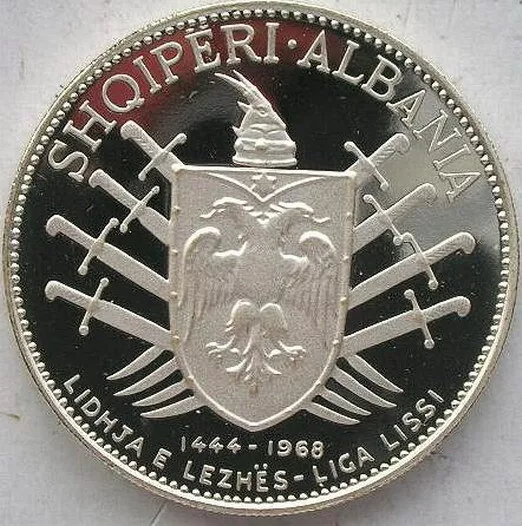 Albania 1968 Victory Over The Turks 5 Leke Silver Coin,Proof