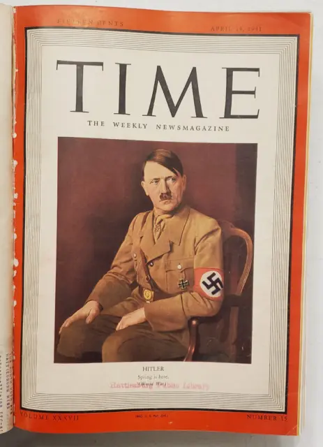 Time Magazine April 14 1941 WWII Adolph Hitler ~ Bound Volume April-June