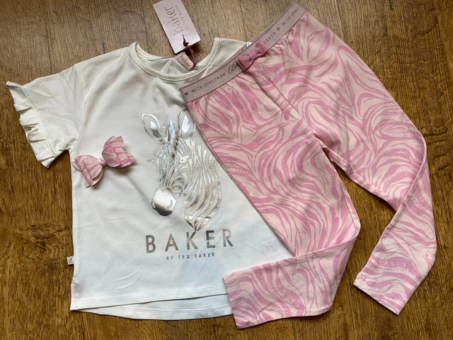 BNWT Ted Baker 4-5 years top leggings outfit floral set New pink zebra with bow