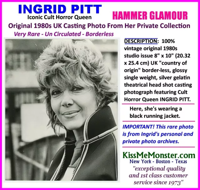 1980s UK 8 x 10 Casting Photo Ingrid Pitt Wears Jacket Original Hammer Glamour