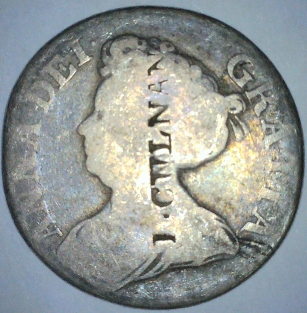 1711 Queen Anne Great Britain Sterling Silver Shilling (12 Pence) Coin HO10