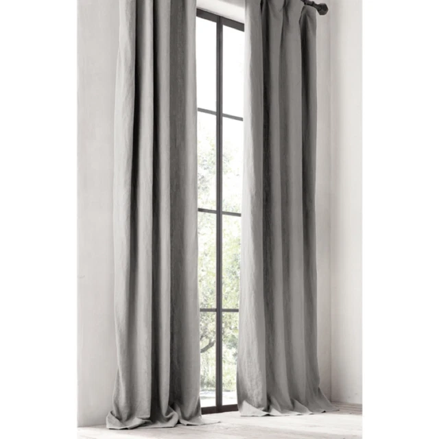 Restoration Hardware Washed Belgian Flax Linen Drapery Panel Fog 50" x 84"