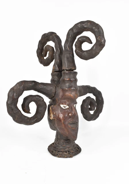 Ekoi Ejagham Headpiece Leather Wrapped Basket Cap Nigeria African Art