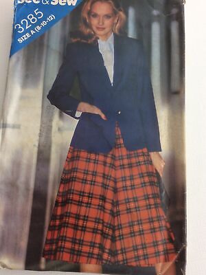 1980s Butterick See & Sew 3285 VTG UNCUT Sewing Pattern Blazer Skirt  8 10 12