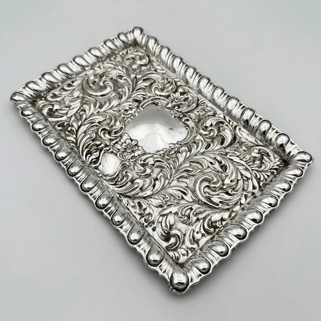 Vassoio Tavolo Da Toeletta Argento Sterling Edoardiano Birmingham 1909 W J Myatt & Co