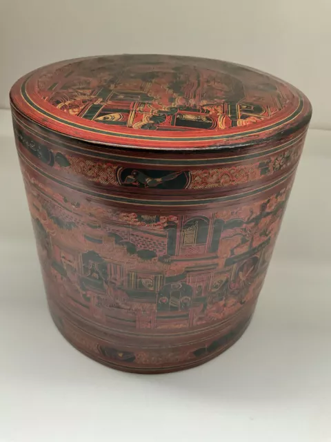 Antique Burmese lacquer betel box