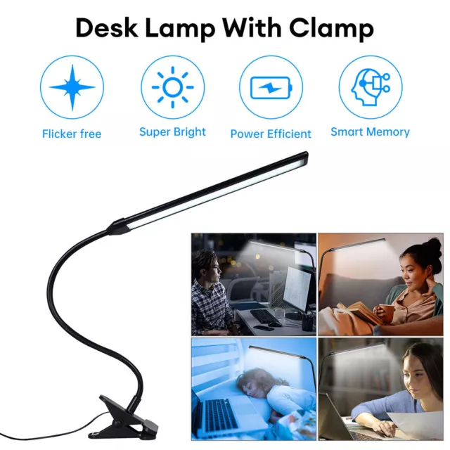 New Dimmable LED Light Flexible USB Clip-On Desk Table Reading Desk Lamp 54LED