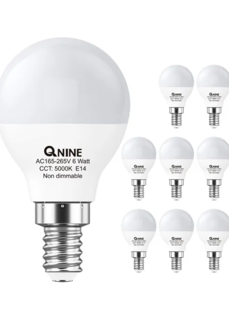 Qnine multipack E14 Ball Bulb White Small Screw 6W = 60W