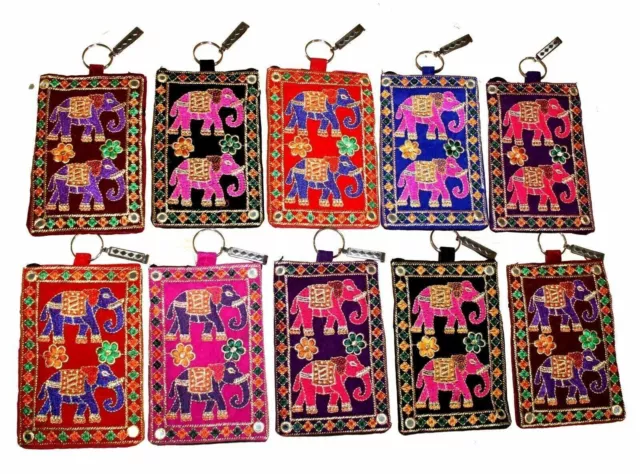 10 PC Wholesale Lot Of Indian Hand Embroidered Women Shoulder Mobile Pouch bags