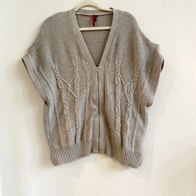 Love Scarlett Wool Cotton Blend Side front Zip Cable Knit S Oversized Sweater