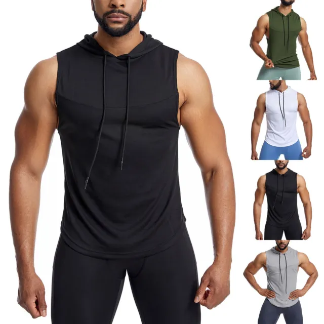 Men Workout Bodybuilding Hoodies T shirt Athletic Training Tank Tops Cotton Gym