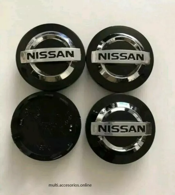 4 x Tapas llantas tapa bujes para Nissan 54mm negro. Tapabujes. Tapacubos.