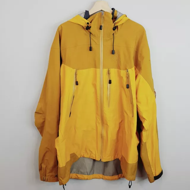 ARC'TERYX Mens Size XL Yellow Gore Tex Pro Shell Hooded Jacket DEFECT Rare find