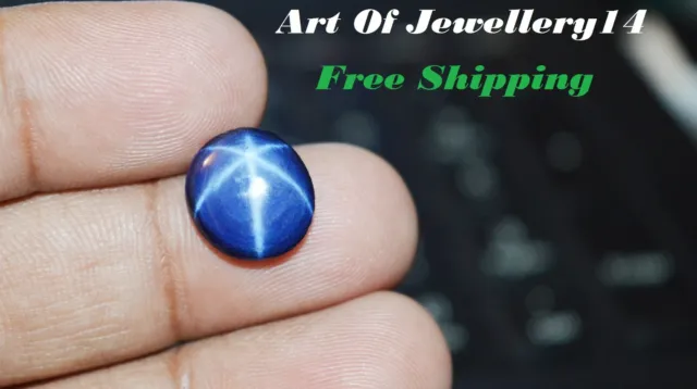10 ct Beautiful Luster 6 Rays Effect Precious Star Blue SAPPHIRE Cabochon Stone.