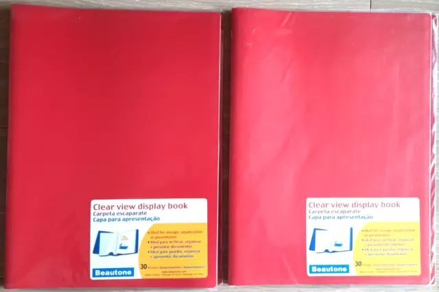 2x A4 Soft Cover Display Book Presentation Folder File Portfolio 30 pockets Red