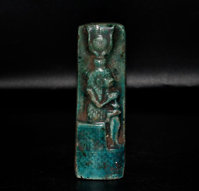 An Large Ancient Egyptian Faience Amulet Statue of Goddess Isis Circa 664 -30 BC